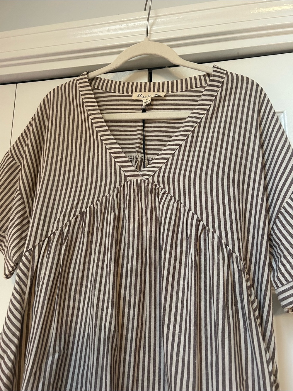 NWT Striped Ruffle-Hem Dress - Neutral Stripe - Picture 2 of 7